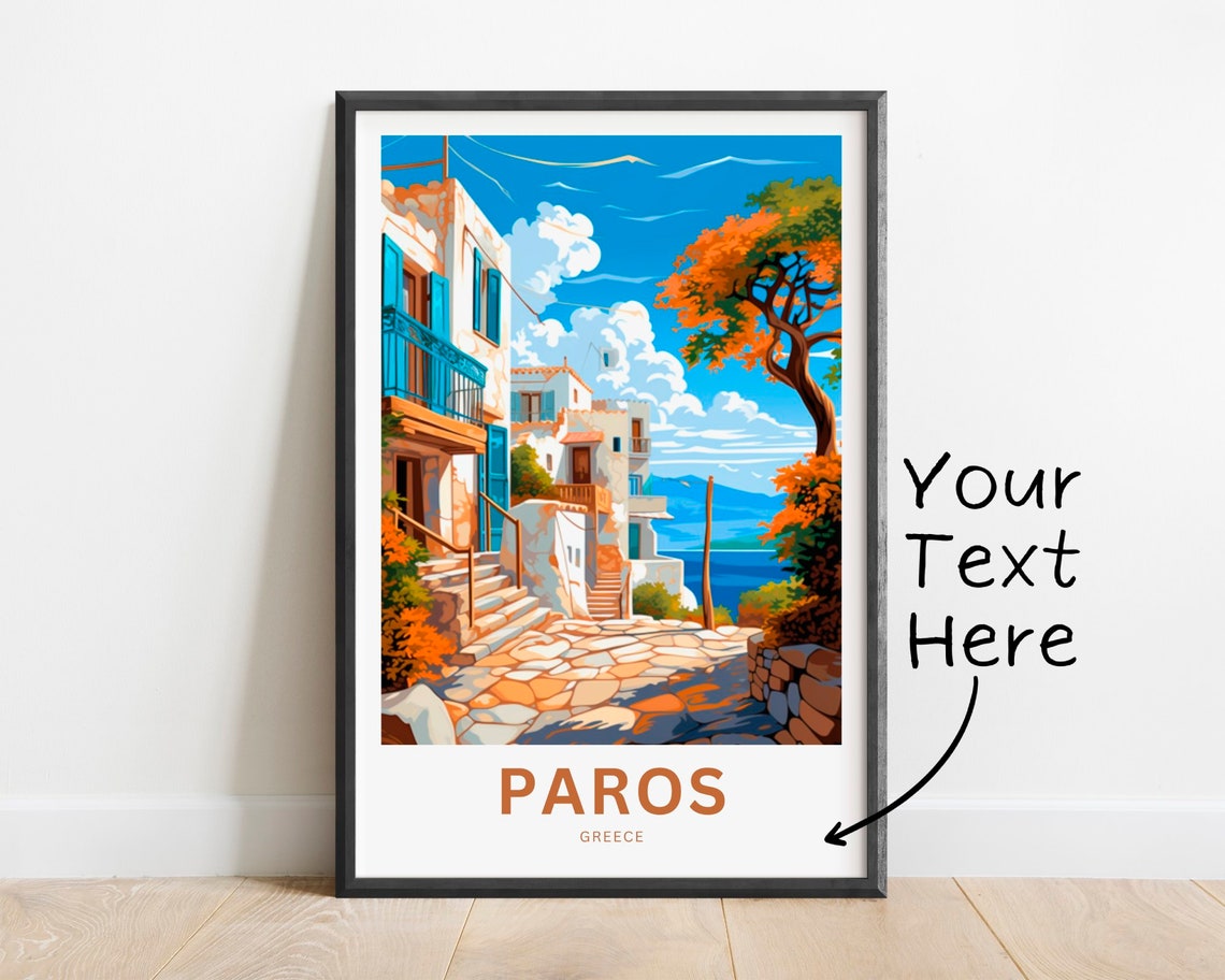 Personalized Paros Greece White Village Island Travel Poster