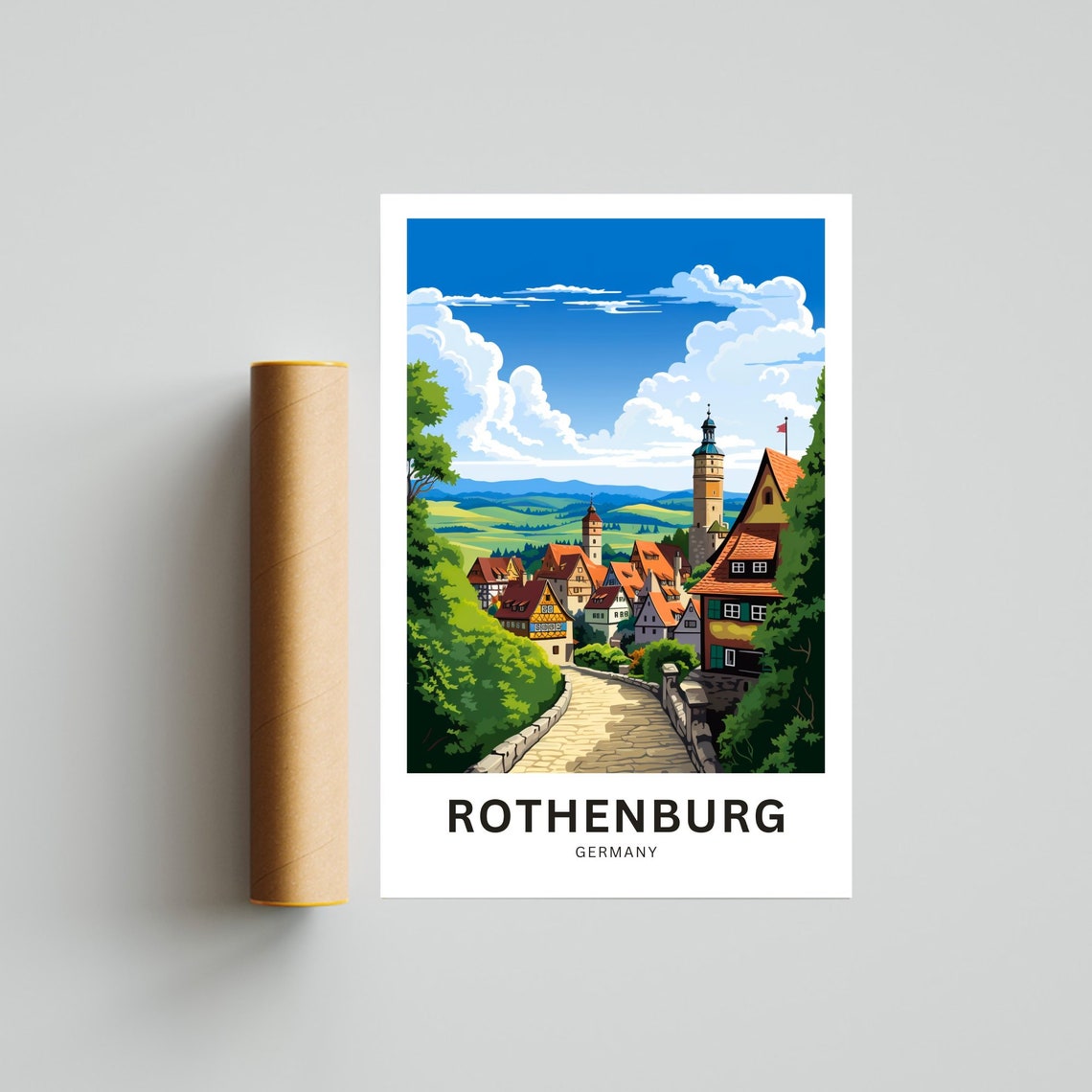 Rothenburg Germany Medieval Old Town Cobblestone Street Poster - Image 4