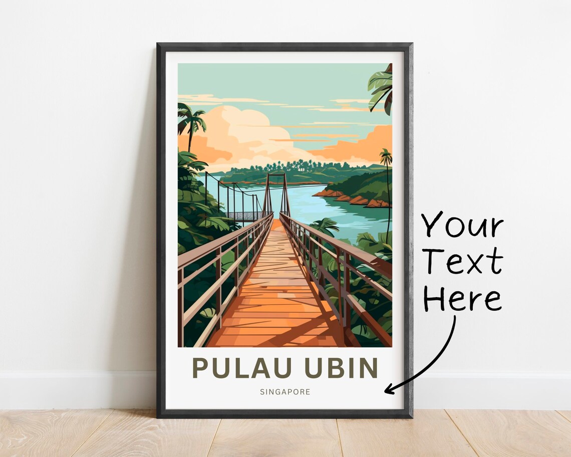 Personalized Pulau Ubin Singapore Wooden Bridge Strait Travel Poster