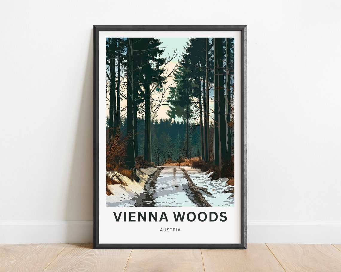 Vienna Woods Austria Snowy Forest Trail Winter Nature Travel Poster