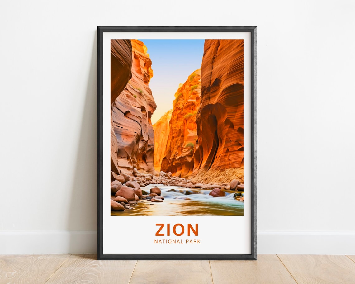 Zion Travel Poster, Utah National Park Wall Art