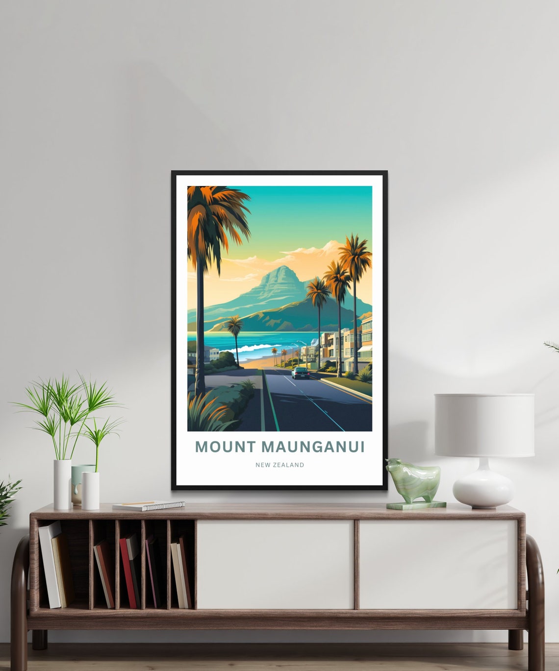 Mount Maunganui New Zealand Palm Beach Road Sunset Art Poster - Image 2