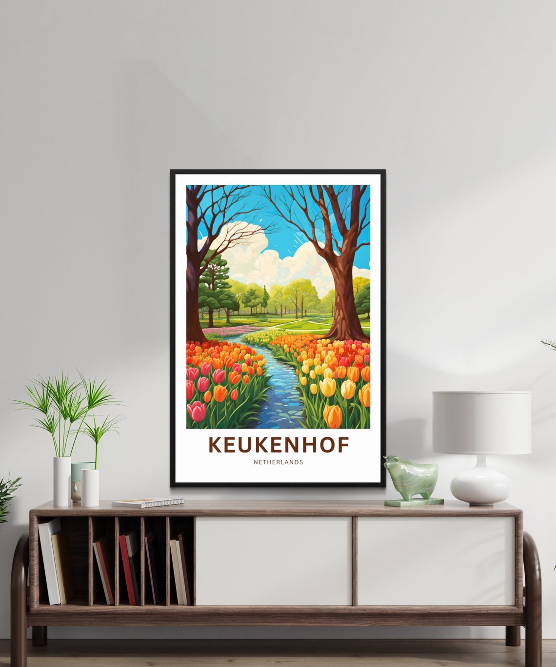 Keukenhof Netherlands Tulip Fields Along Canal Spring Bloom Poster - Image 2