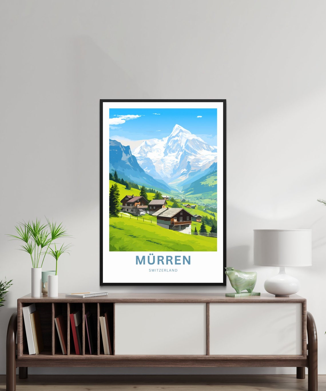 Personalized Murren Switzerland Alpine Meadow Custom Text Poster - Image 2