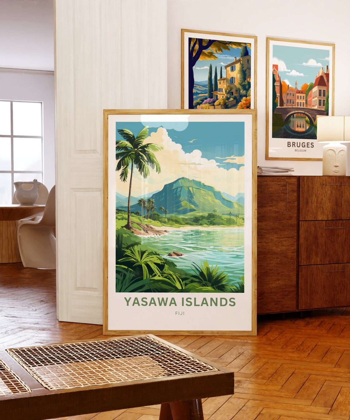 Yasawa Islands Fiji Palm Trees Mountain Lagoon Custom Poster - Image 5