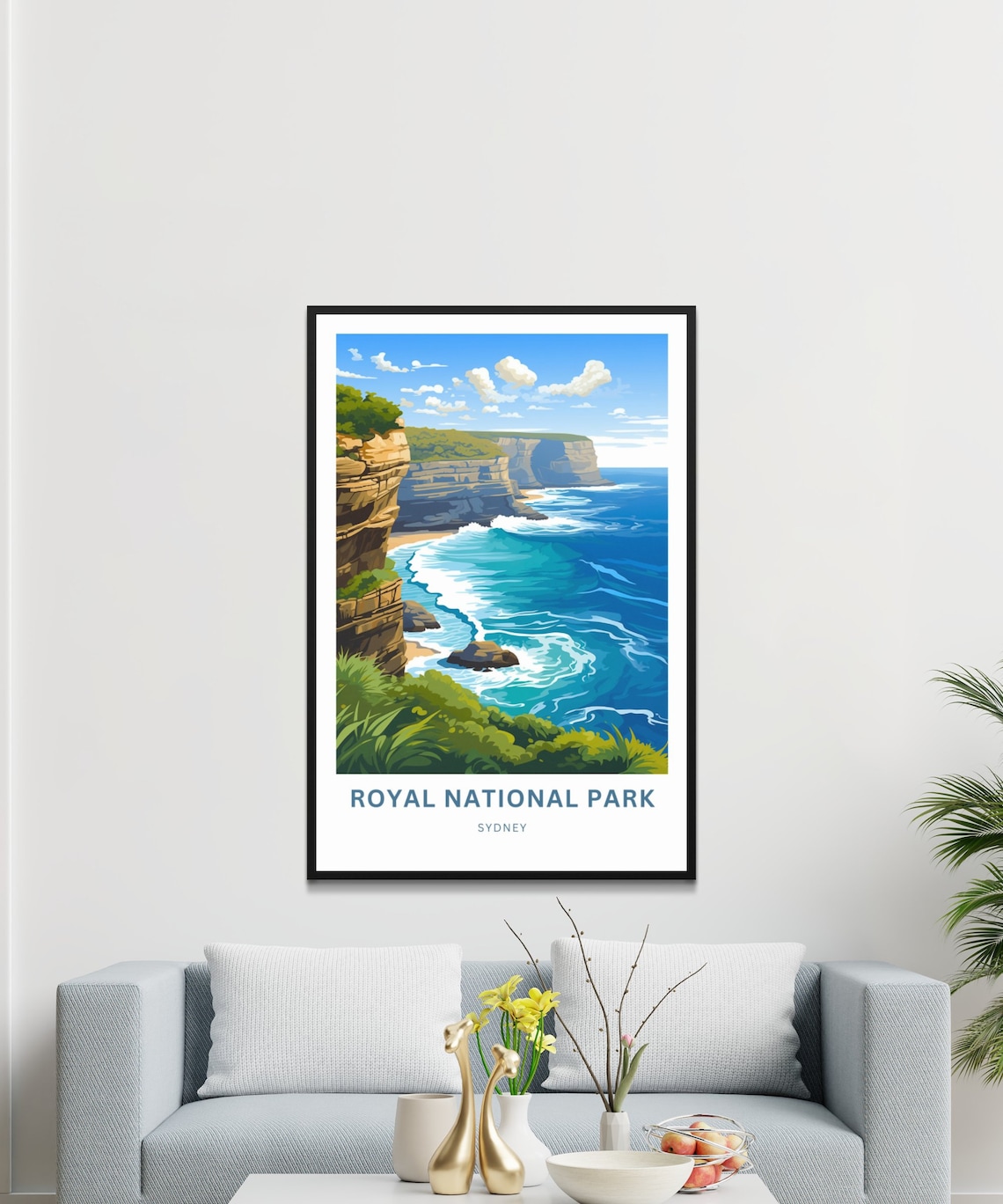 Royal National Park Sydney Turquoise Waves Custom Travel Poster - Image 3