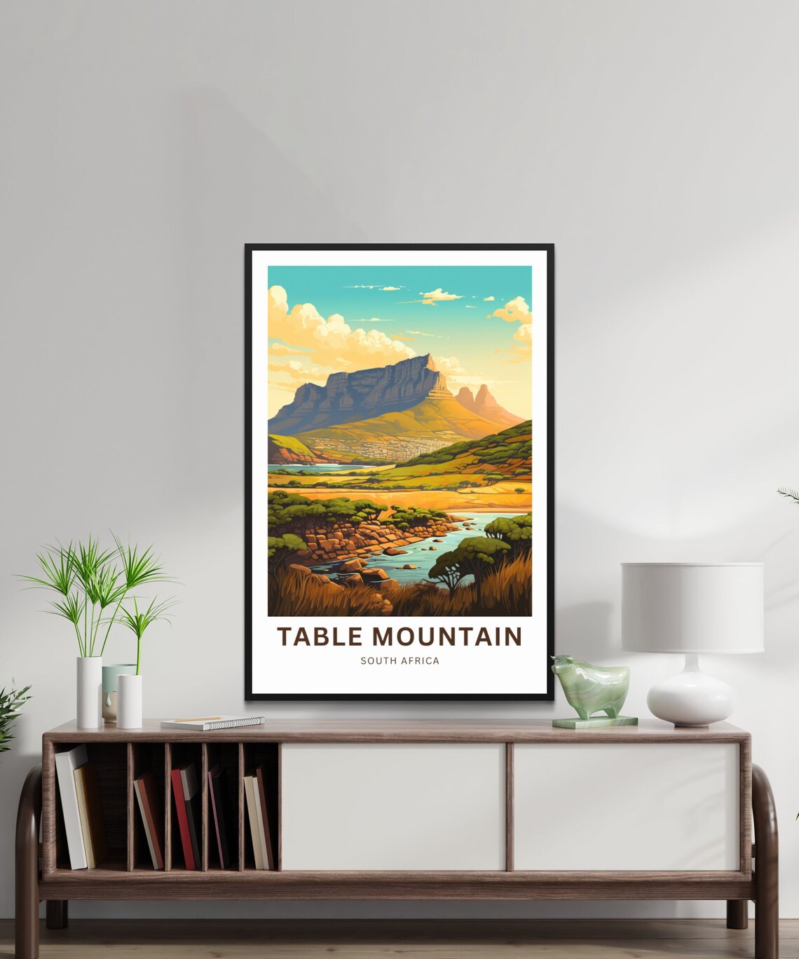 Table Mountain South Africa Sunset Valley Vista Travel Poster - Image 2