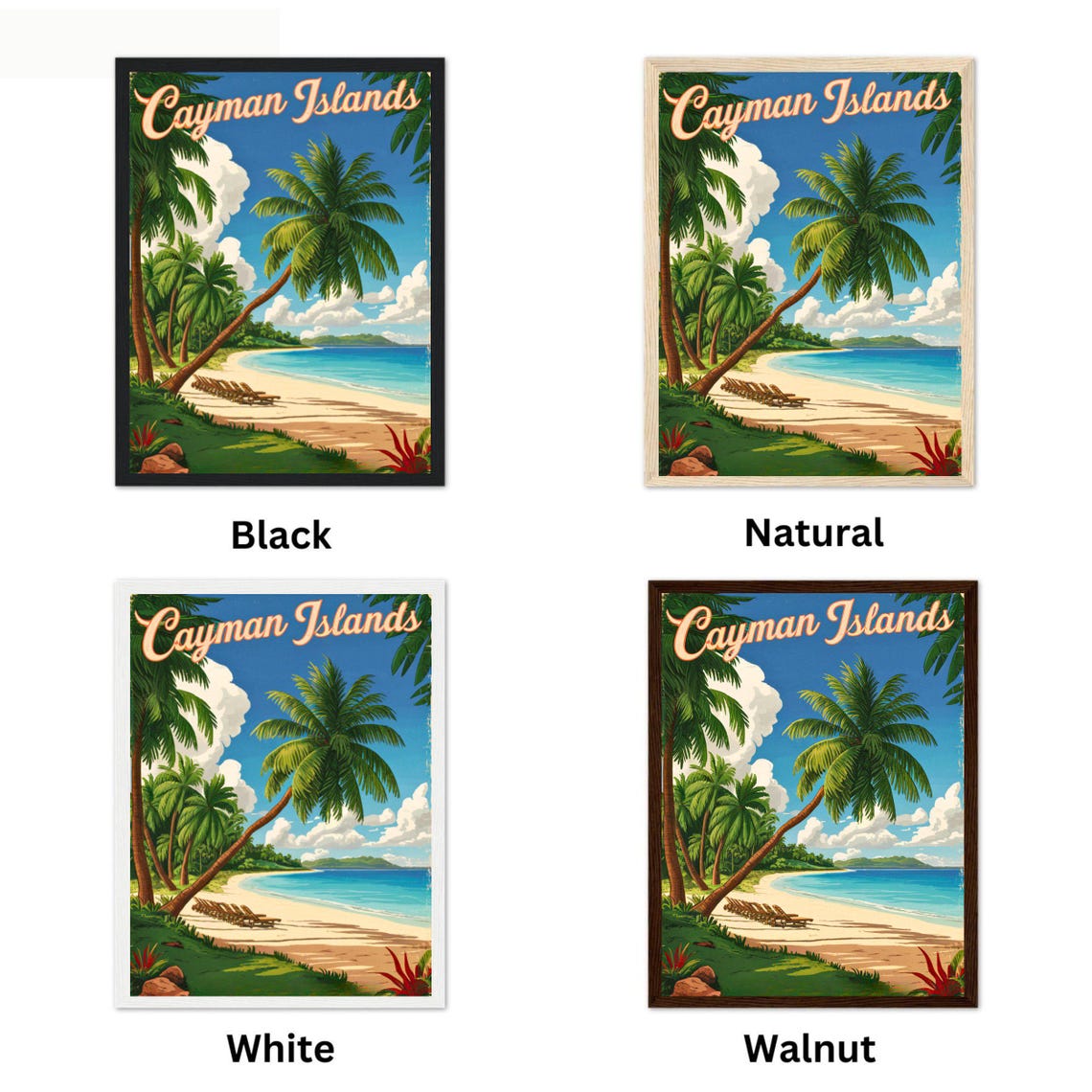 Cayman Islands Vintage Tropical Palm Sandy Beach Travel Poster - Image 4