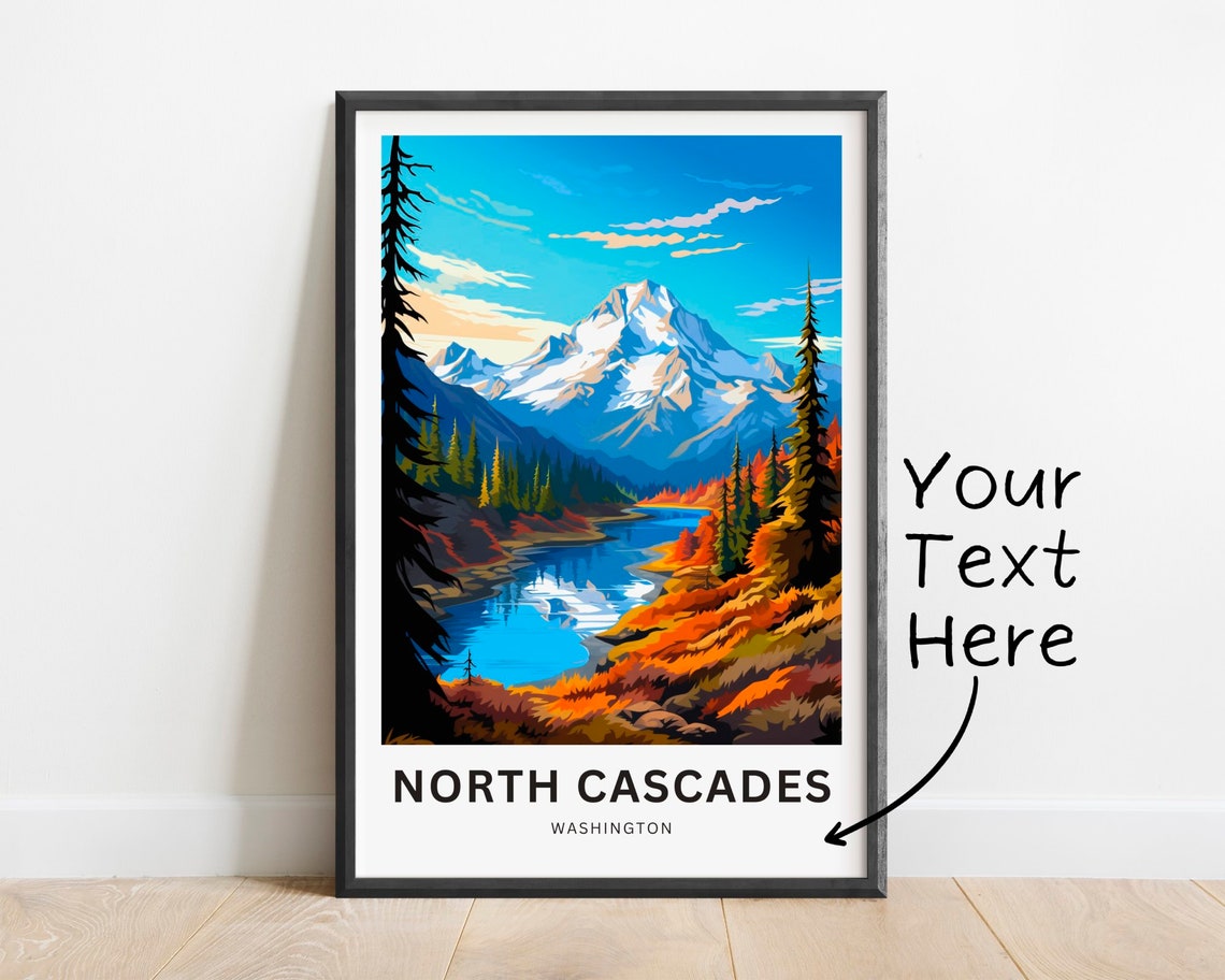 Personalized North Cascades Washington Autumn Lake Peak View Poster