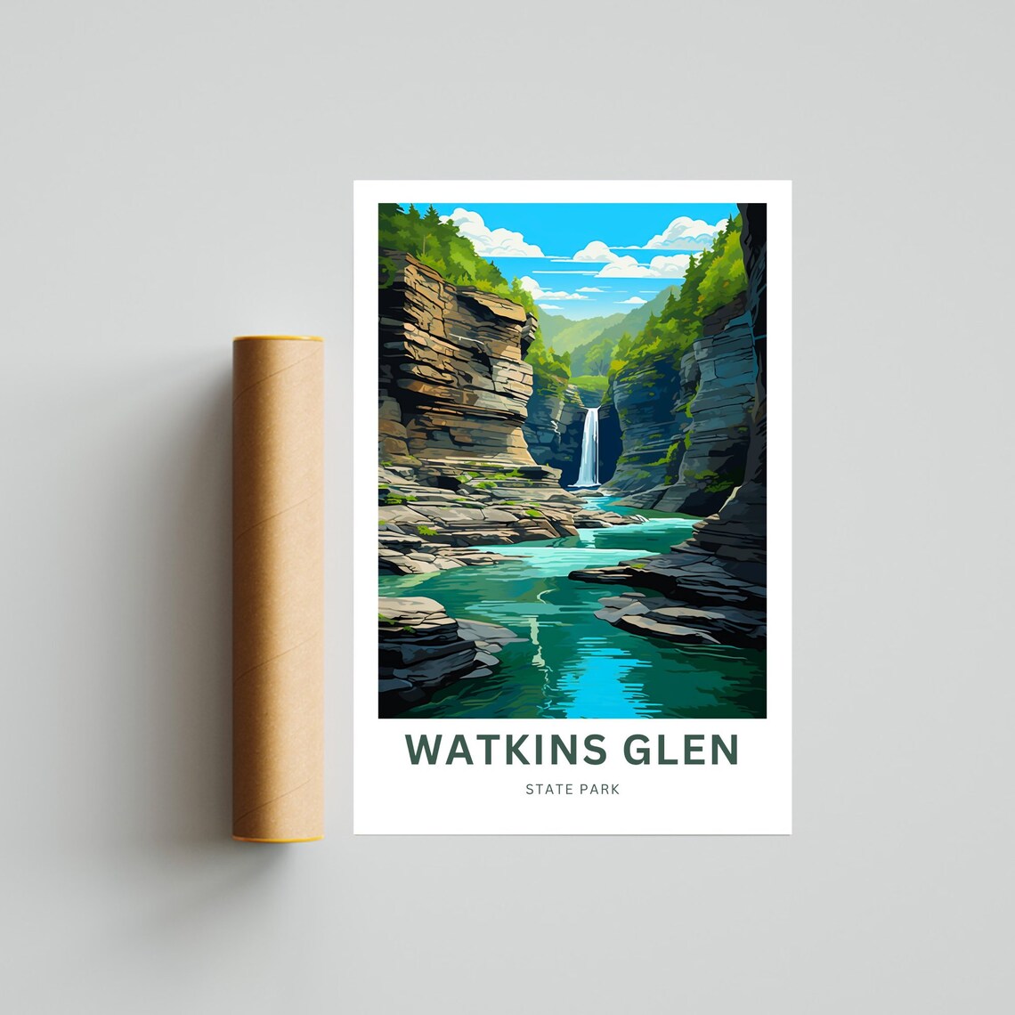 Watkins Glen State Park Waterfall Gorge Layered Cliffs Travel Poster - Image 4