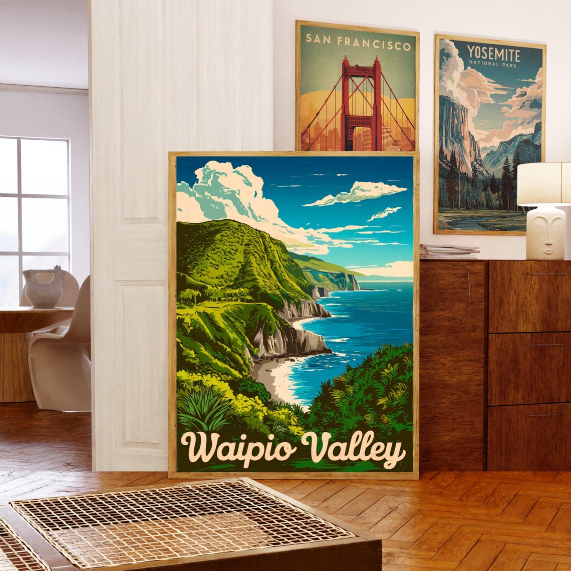 Waipio Valley Vintage Hawaii Coastal Cliffs Retro Travel Poster - Image 5