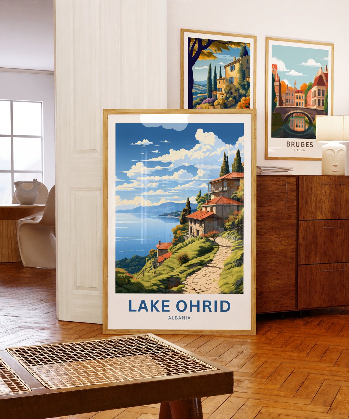 Personalized Lake Ohrid Albania Village Lakeside Travel Poster - Image 5