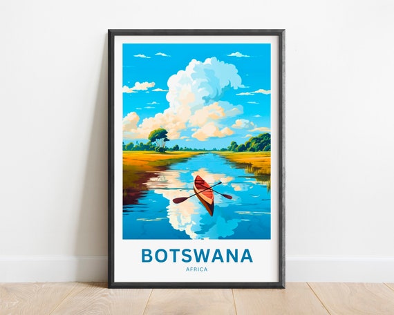 Botswana Travel Print Botswana Poster Africa Wall Art Framed Present Gift Africa Present