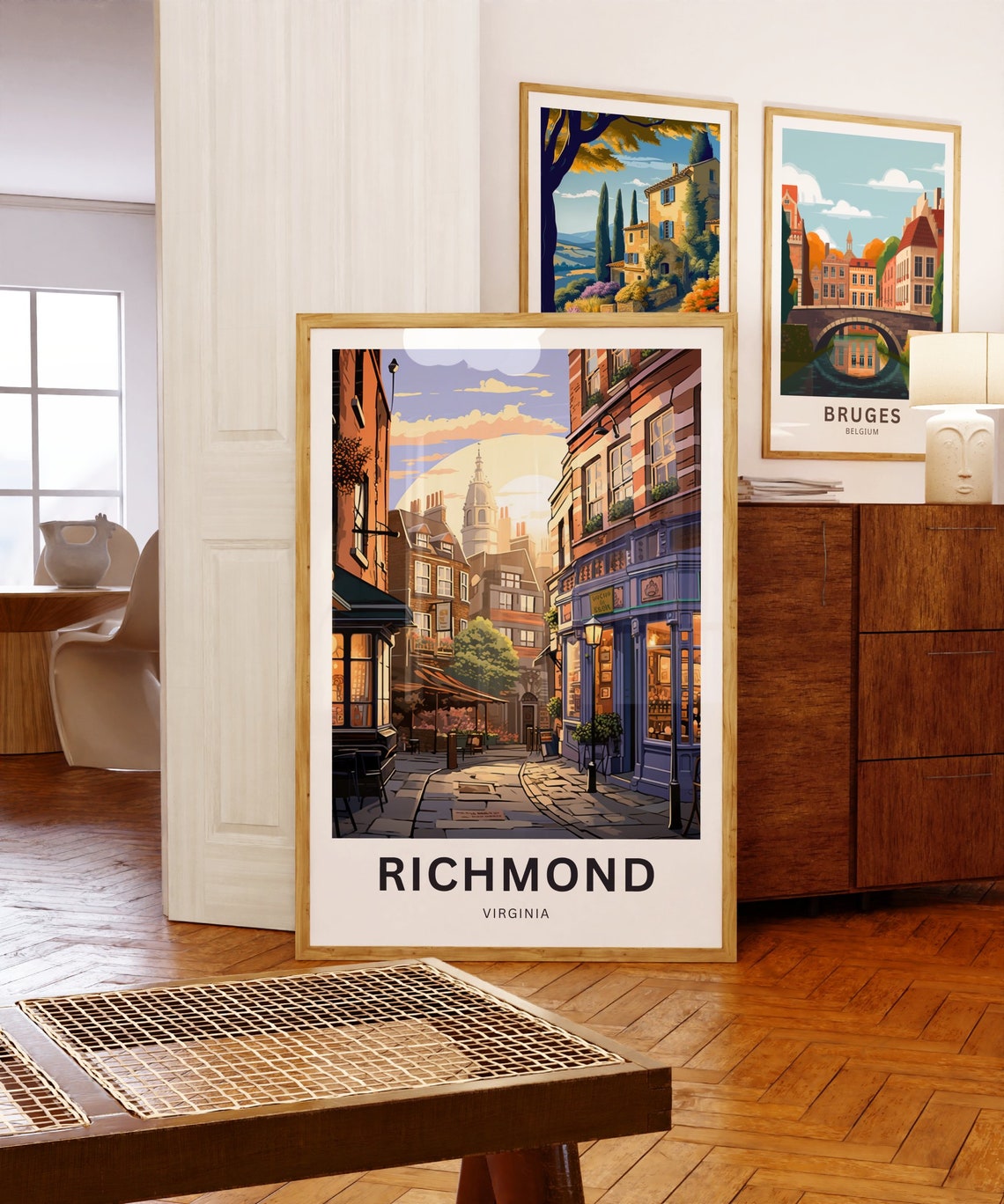 Richmond Virginia Historic Old Town Street Sunset Travel Poster - Image 5