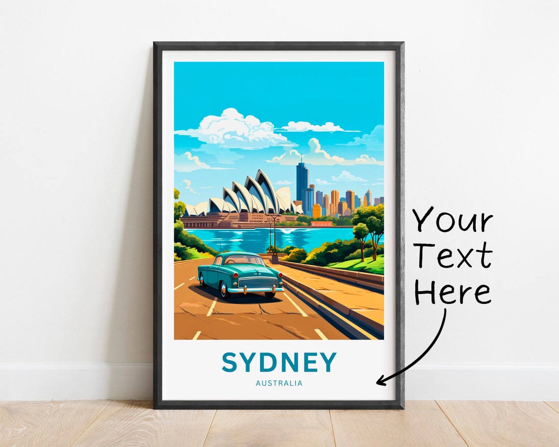 Personalized Sydney Opera House Classic Car Custom Travel Poster
