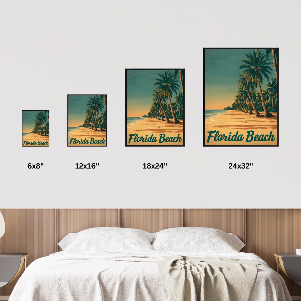 Florida Beach Palm Trees Golden Hour Vintage Retro Travel Poster - Image 4
