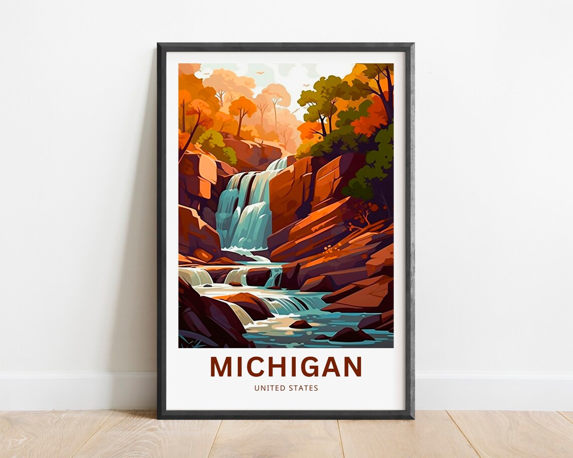 Michigan Travel Poster, United States Wall Art