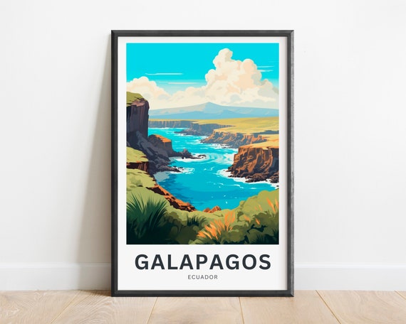 Galapagos Island Travel Print Galapagos Island Poster Ecuador Wall Art Framed Present Gift Ecuador Present