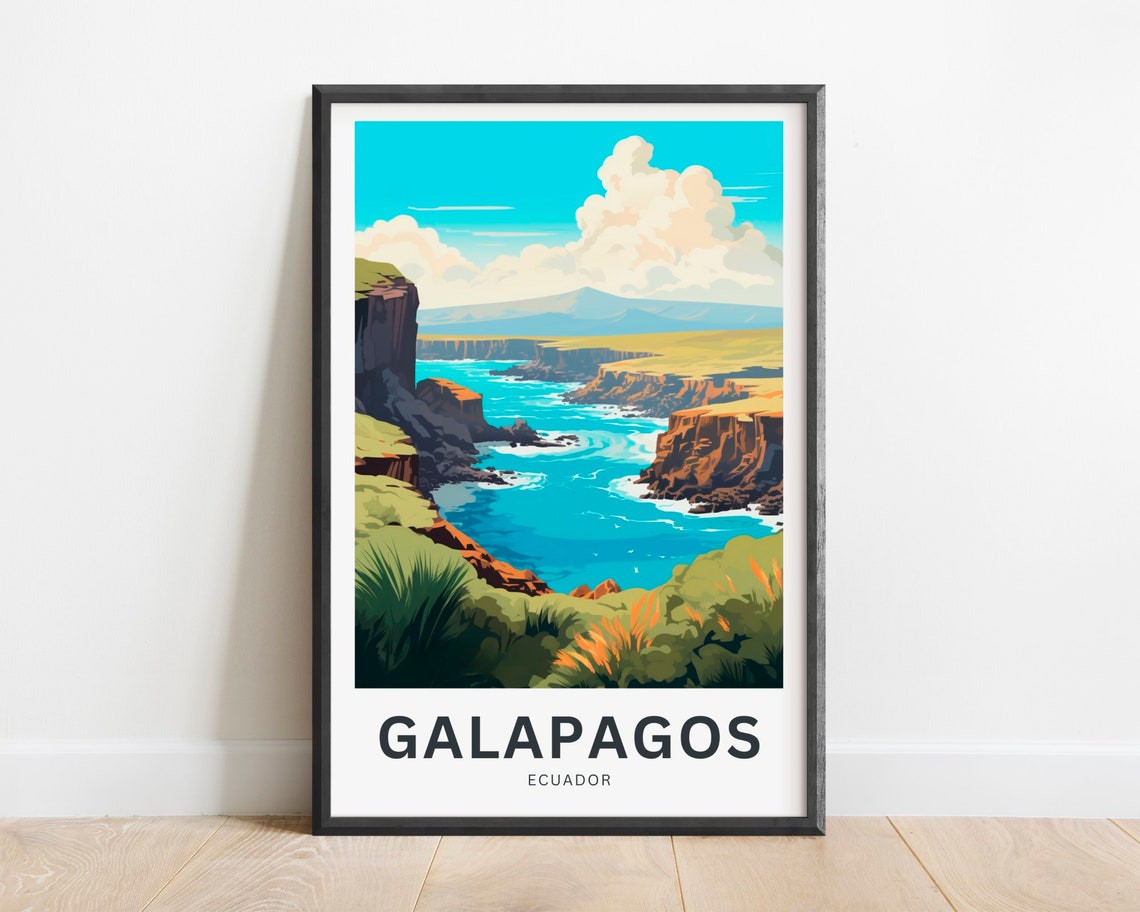 Galapagos Island Travel Print Galapagos Island Poster Ecuador Wall Art Framed Present Gift Ecuador Present