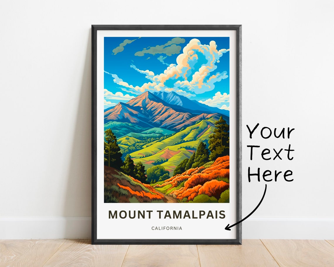 Mount Tamalpais California Orange Hills Personalized Travel Poster