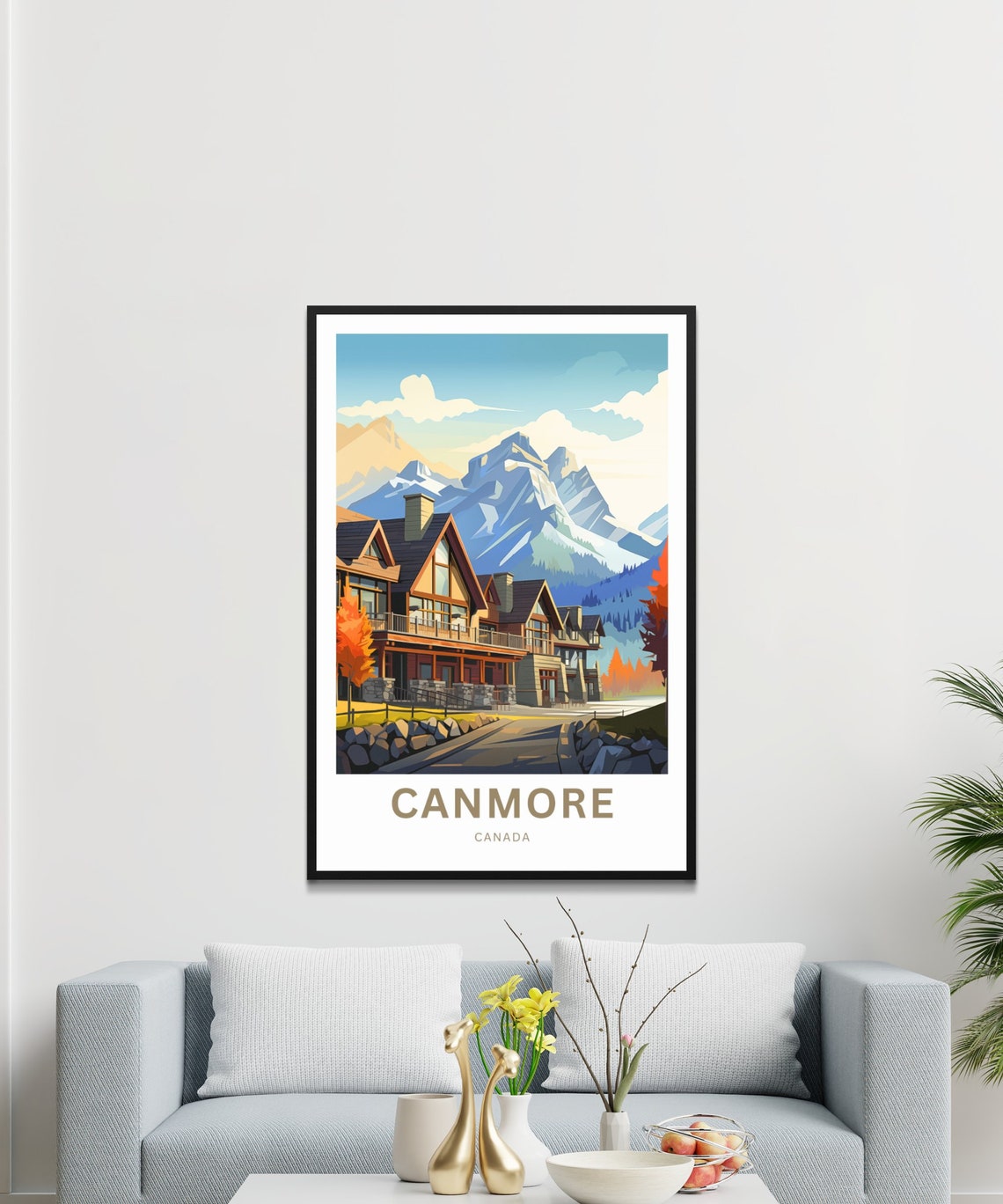 Canmore Canada Rocky Mountain Lodge Peaks Vintage Travel Poster - Image 3