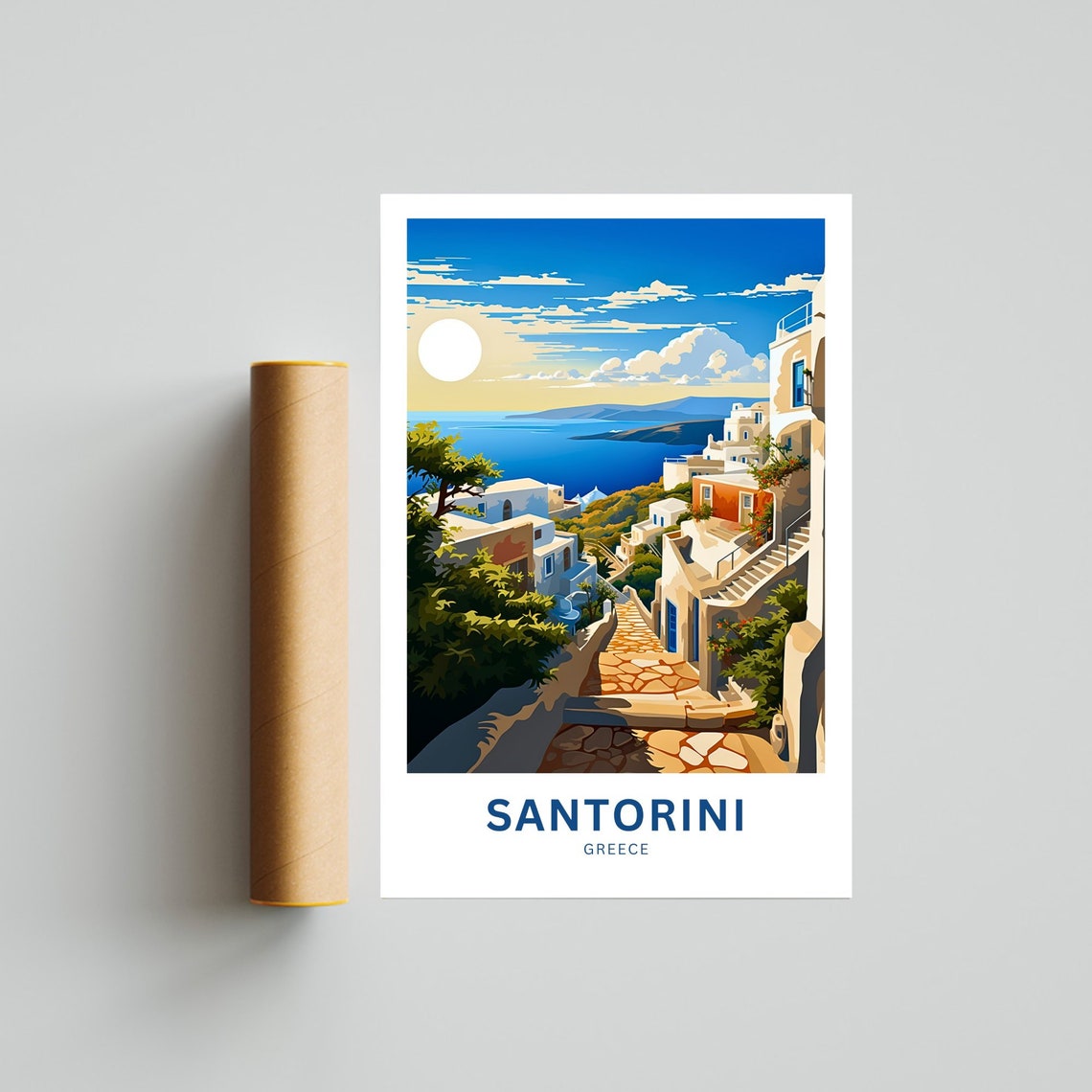 Santorini Greece Whitewashed Village Aegean Sea Sunset Travel Poster - Image 4
