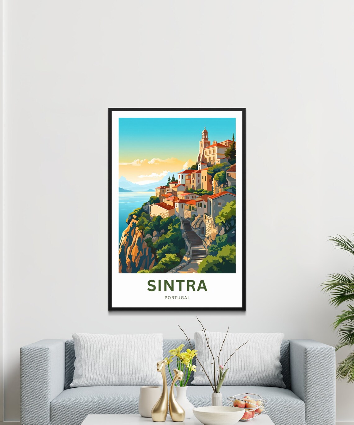 Sintra Portugal Coastal Village Stairs Ocean View Sunset Travel Poster - Image 3