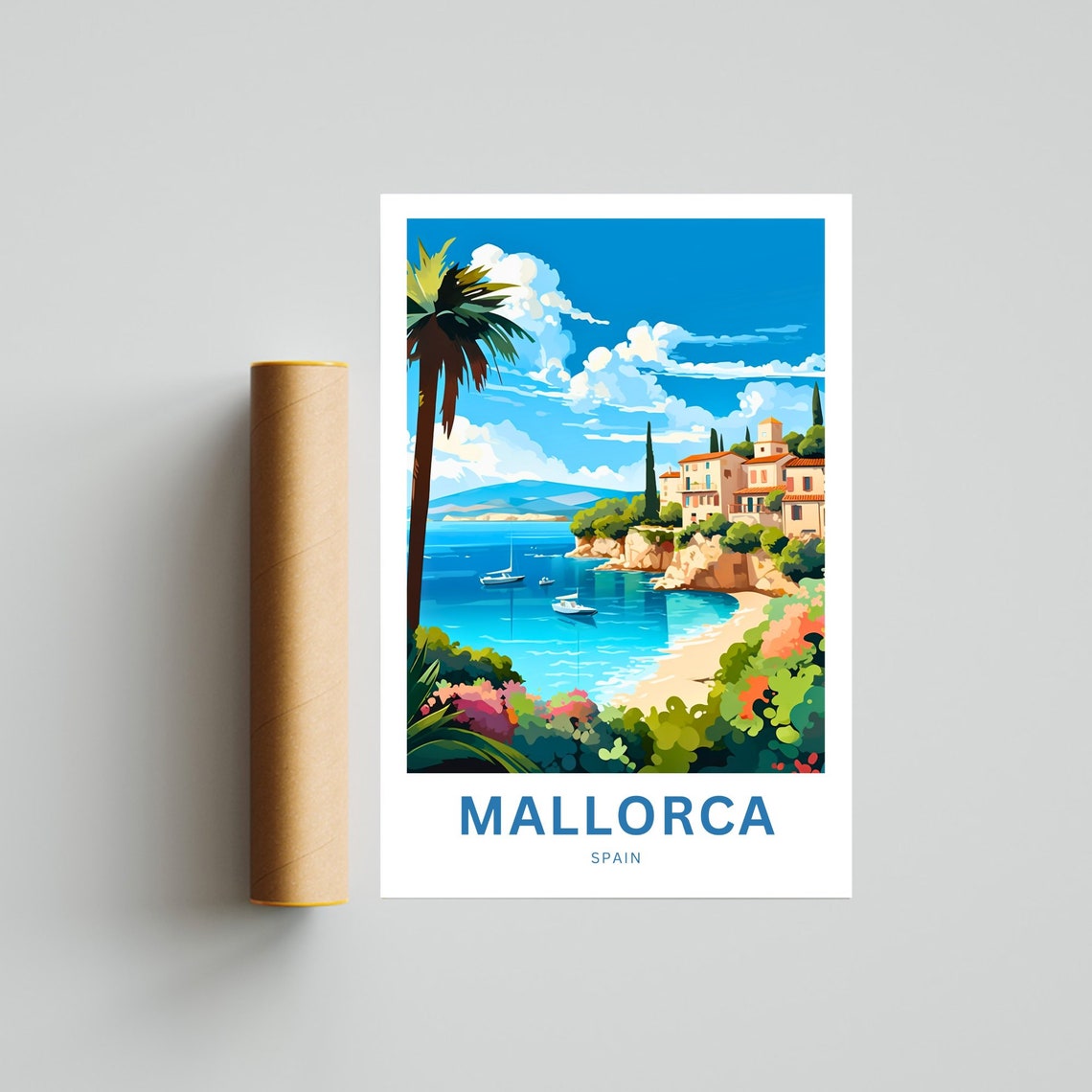 Mallorca Spain Bay Boats Turquoise Water Custom Travel Poster - Image 4