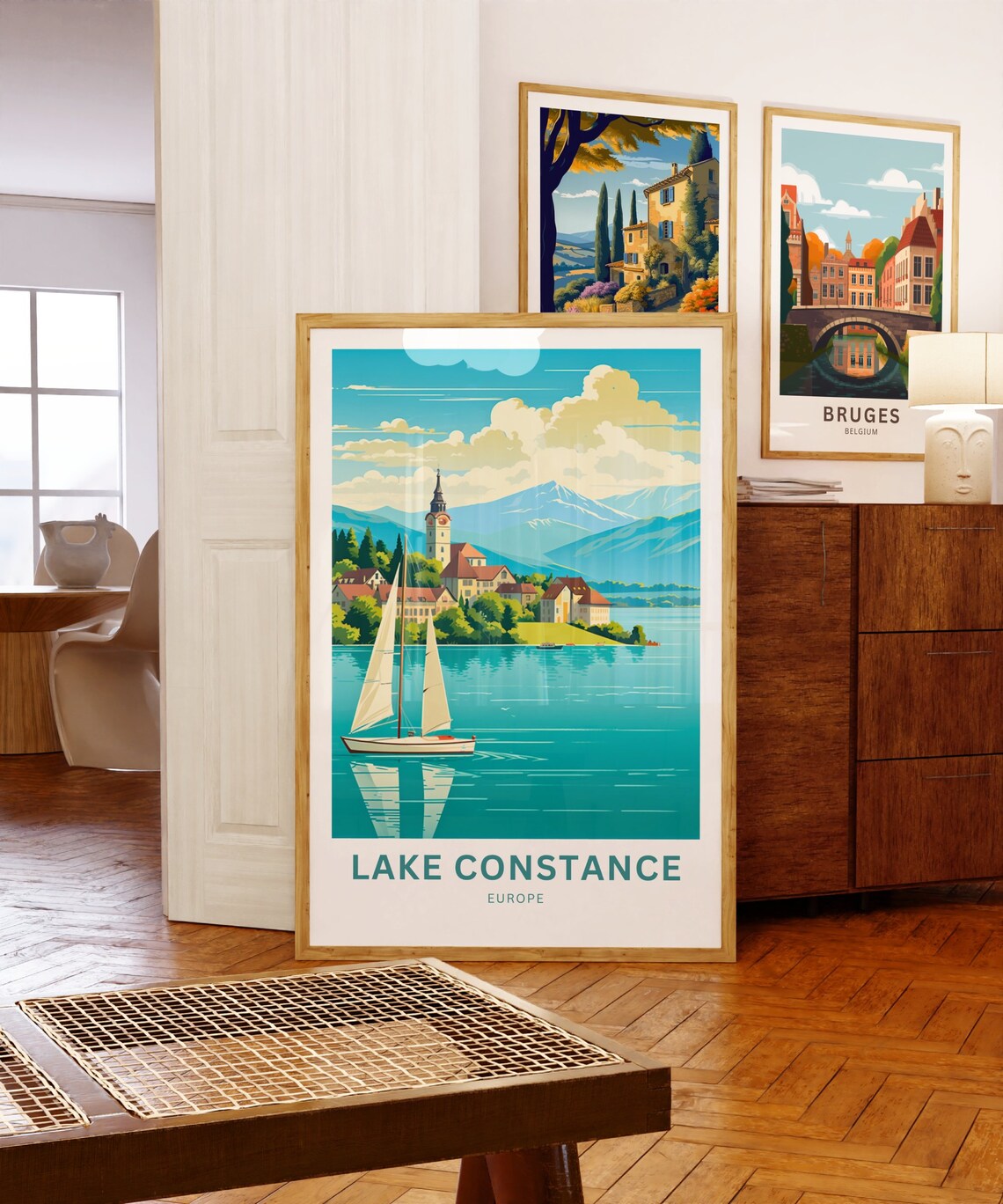 Lake Constance Europe Sailboat Historic Church Town Lake Travel Poster - Image 5