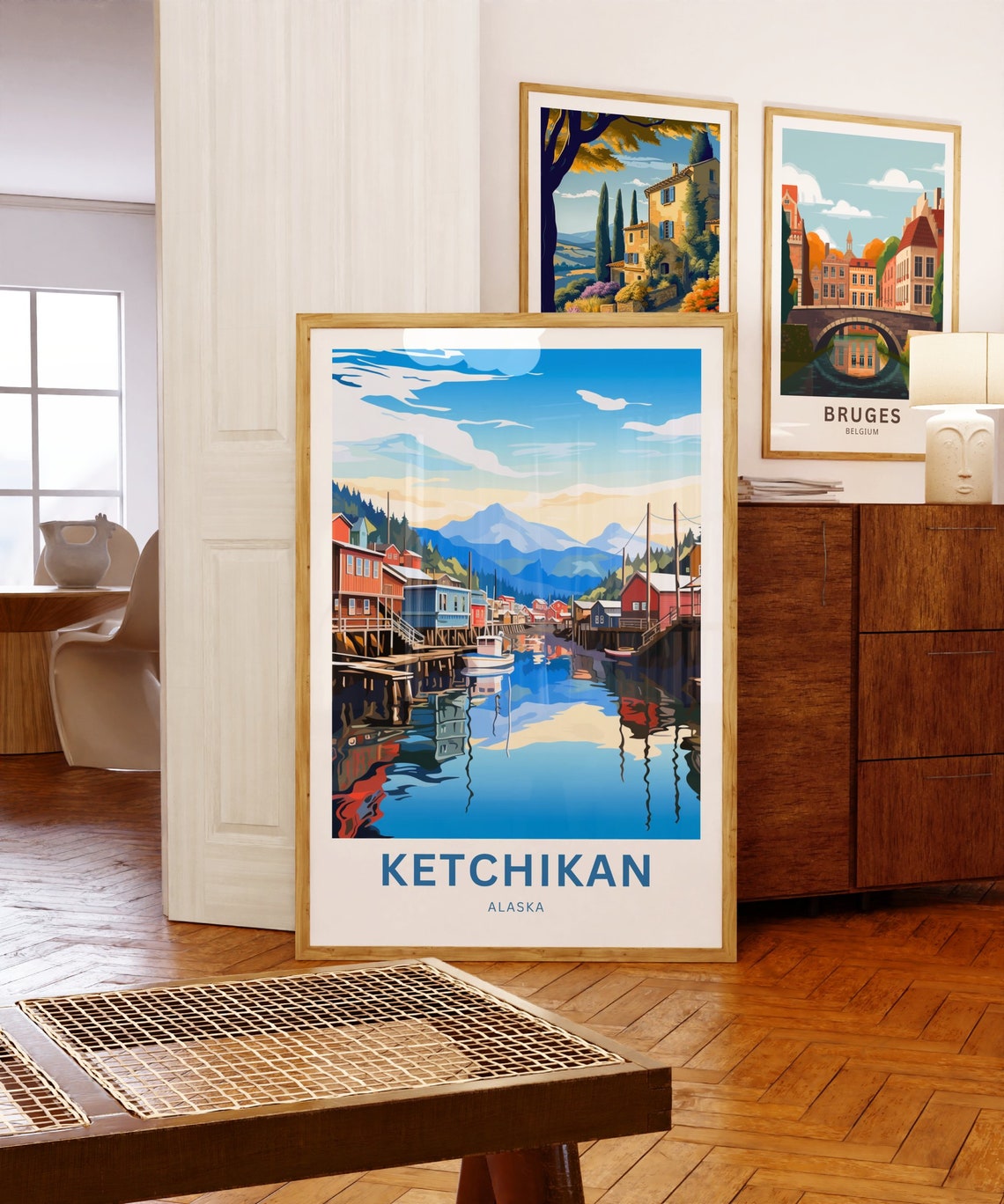 Personalized Ketchikan Alaska Waterfront Town Harbor Travel Poster - Image 5