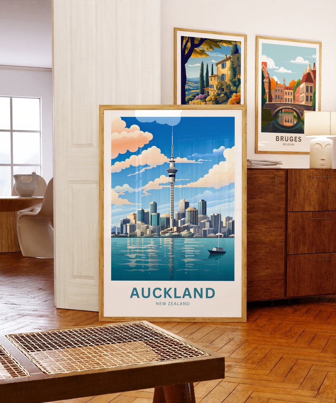 Personalized Auckland New Zealand Skyline and Sailboat Poster - Image 5