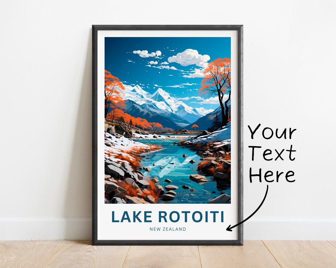 Lake Rotoiti New Zealand Personalized Alpine Lake Snow Travel Poster