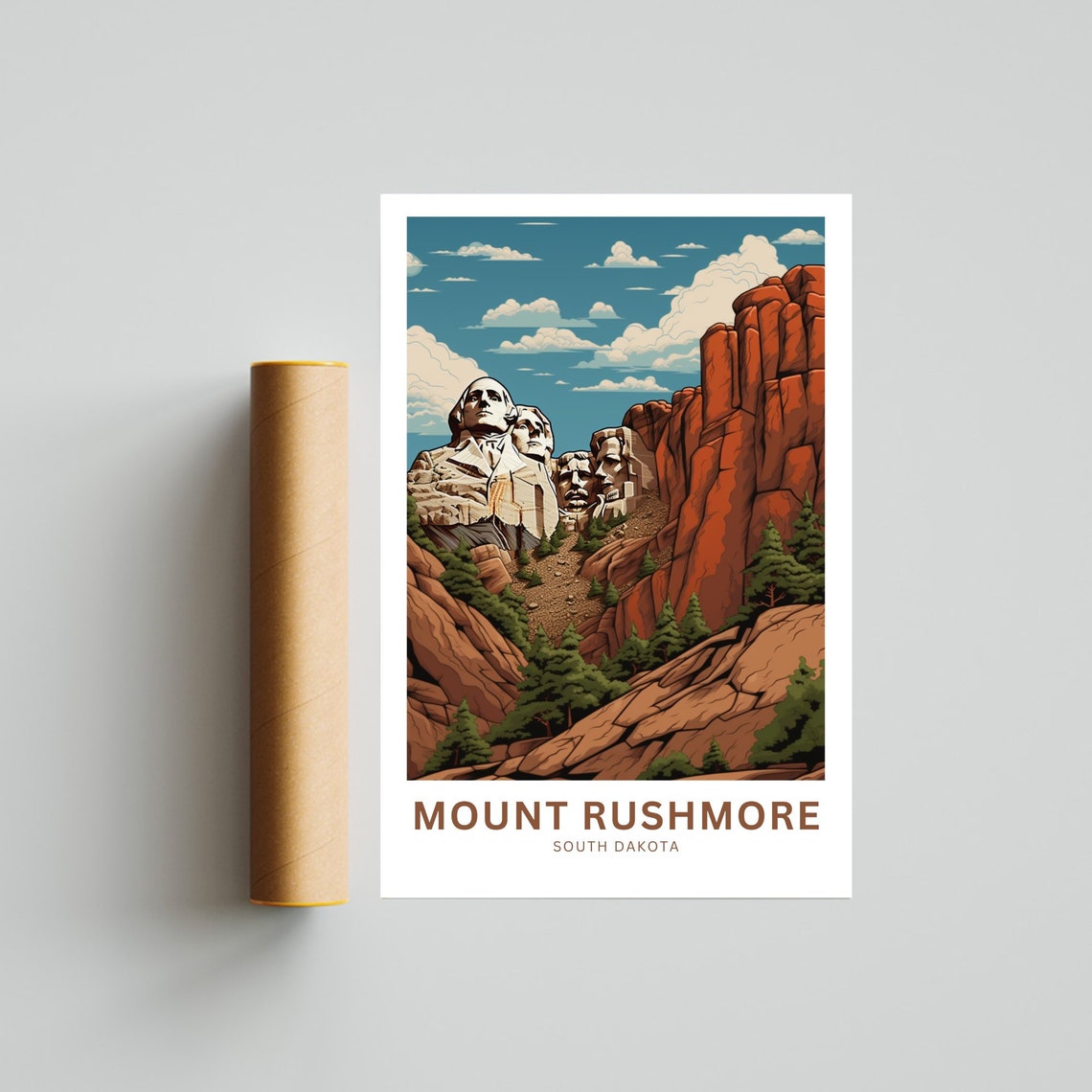 Mount Rushmore South Dakota Red Rock Personalized Travel Poster - Image 4