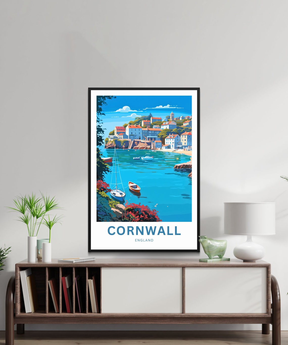 Personalized Cornwall England Harbor Boats Travel Poster Custom Art - Image 2