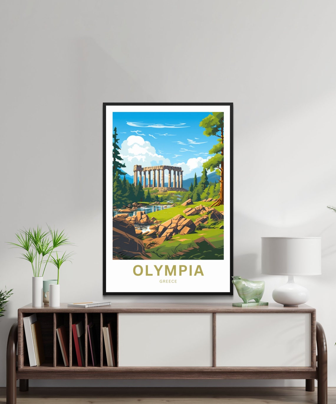 Olympia Greece Temple Hill Olive Trees Classic Travel Poster - Image 2