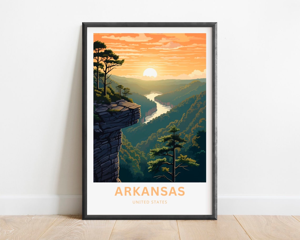 Arkansas United States River Canyon Sunset Cliff Overlook Poster