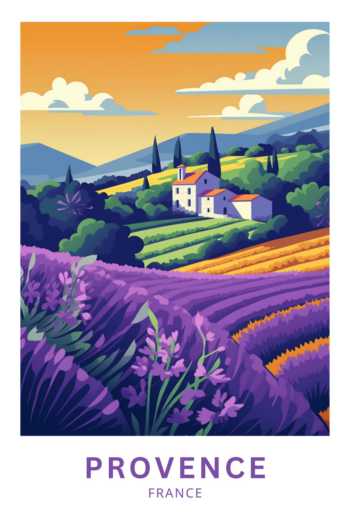 Provence France Print France Wall Art Travel Poster Provence Provence Region French Countryside Poster - Image 3