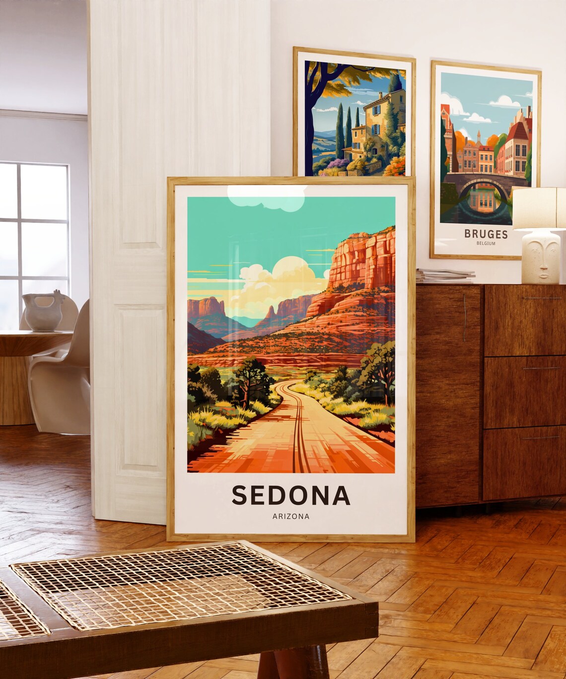 Sedona Arizona Travel Poster Desert Road Red Rock Cliffs Art - Image 5