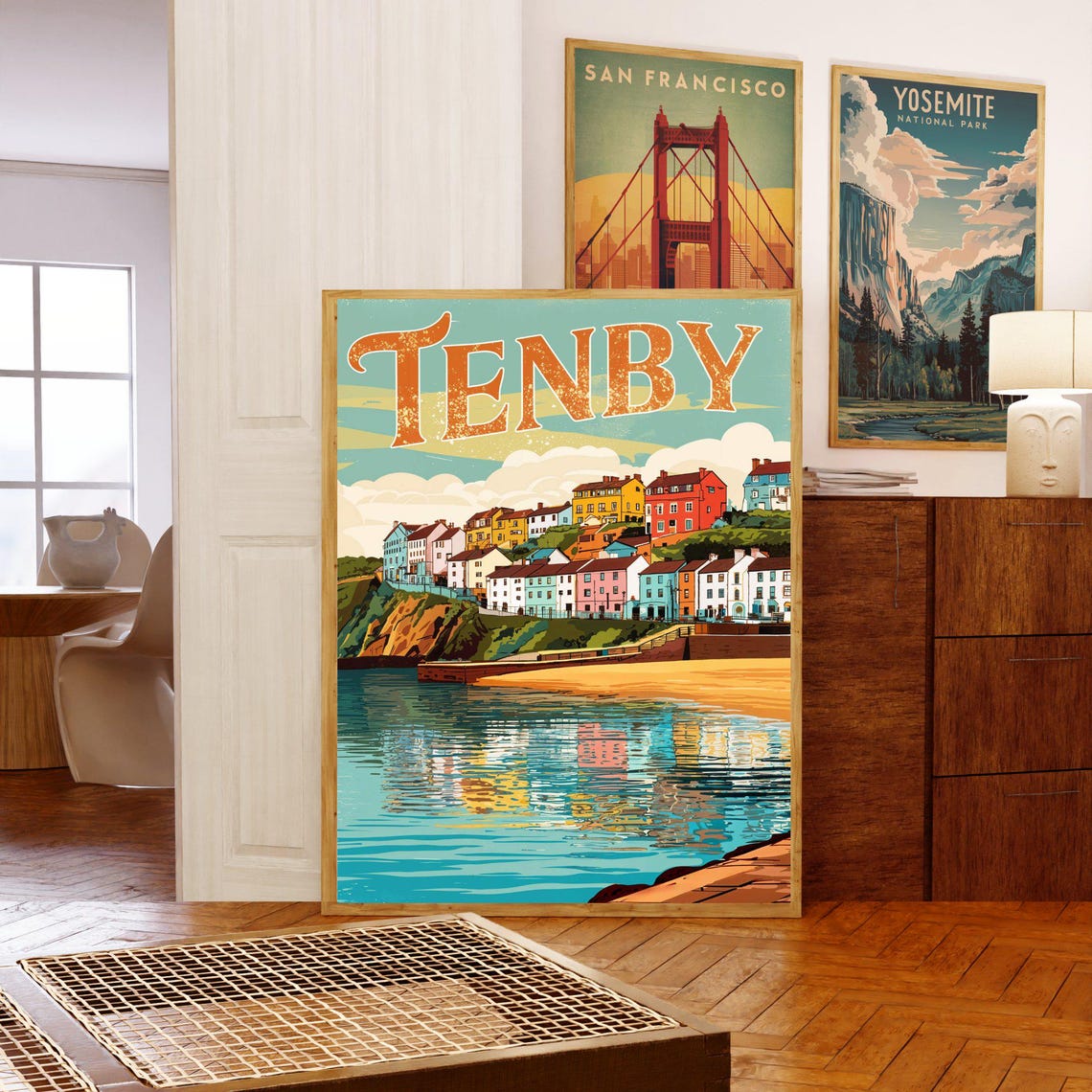 Tenby Wales Historic Harbor Town Waterfront Vintage Travel Poster - Image 5