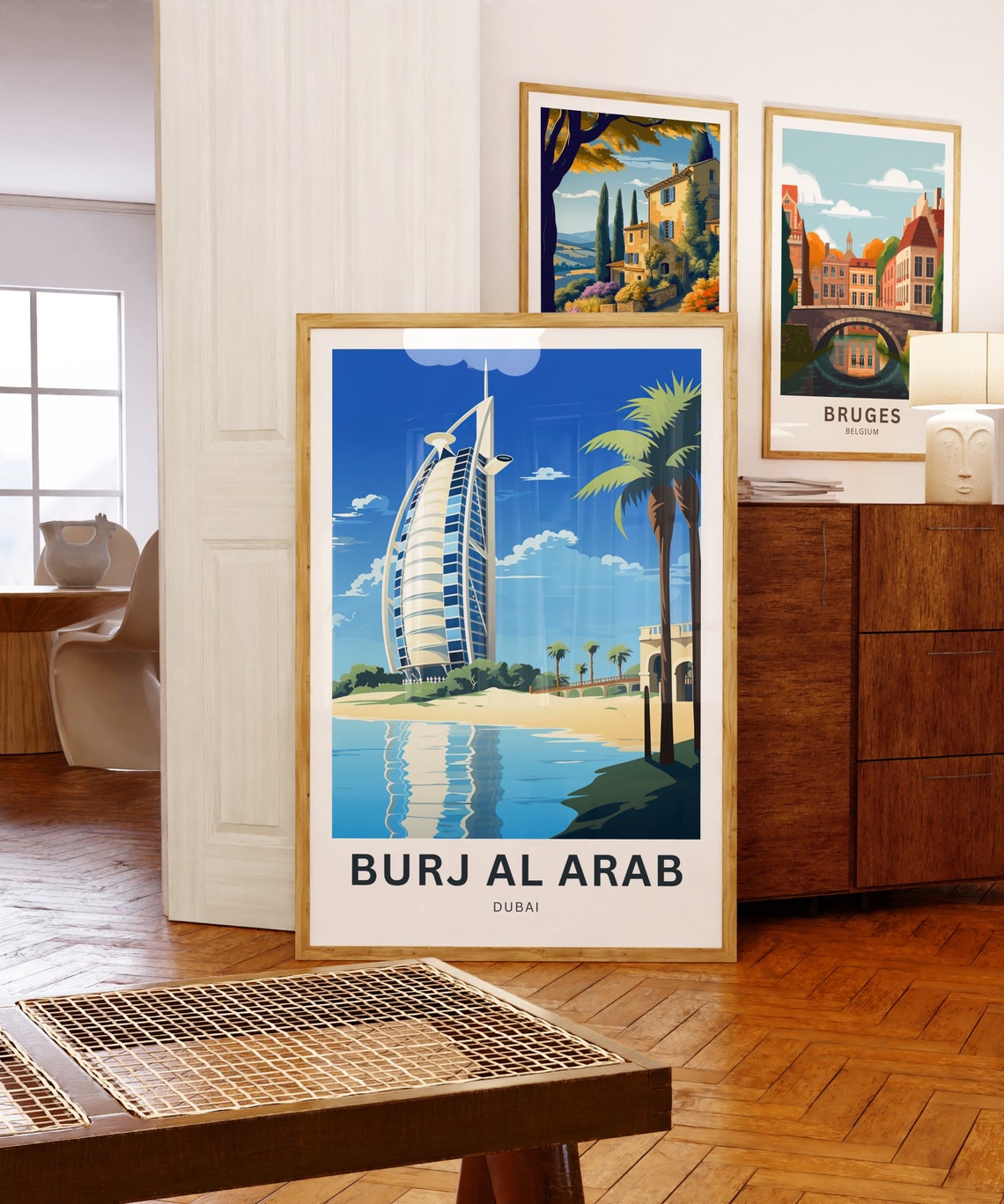 Burj Al Arab Dubai Beach Reflection Palm Trees Travel Poster - Image 5