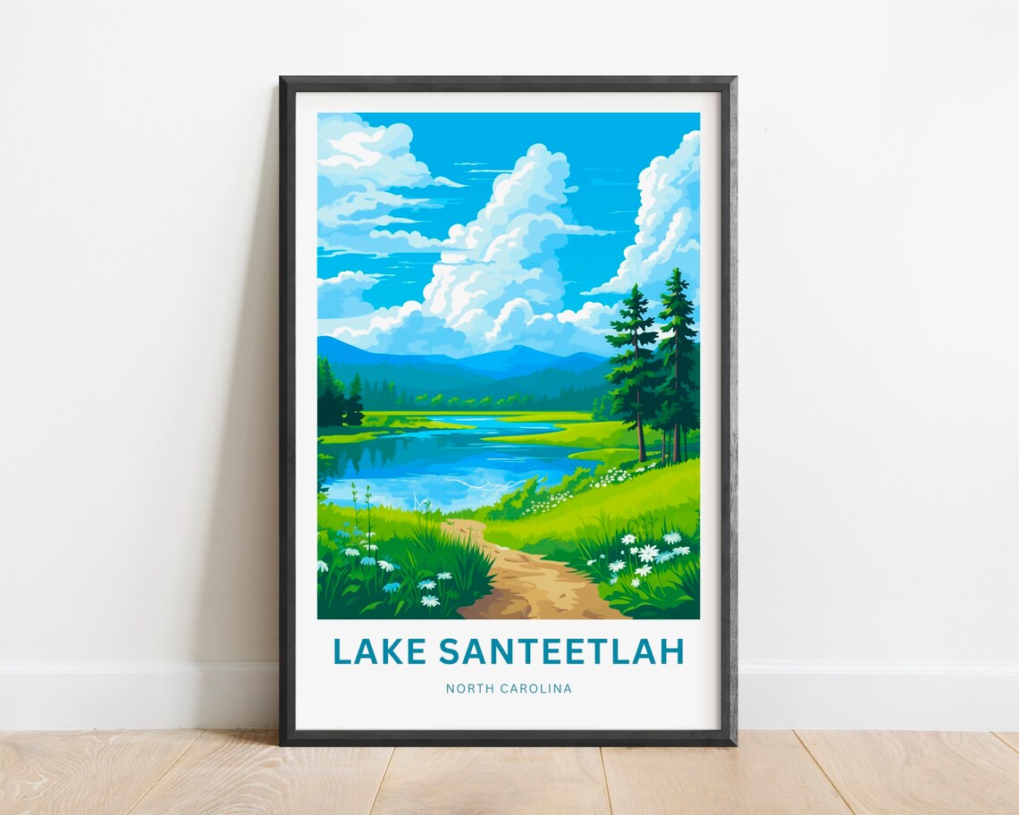 Lake Santeetlah North Carolina Trail Wildflowers Shore Travel Poster