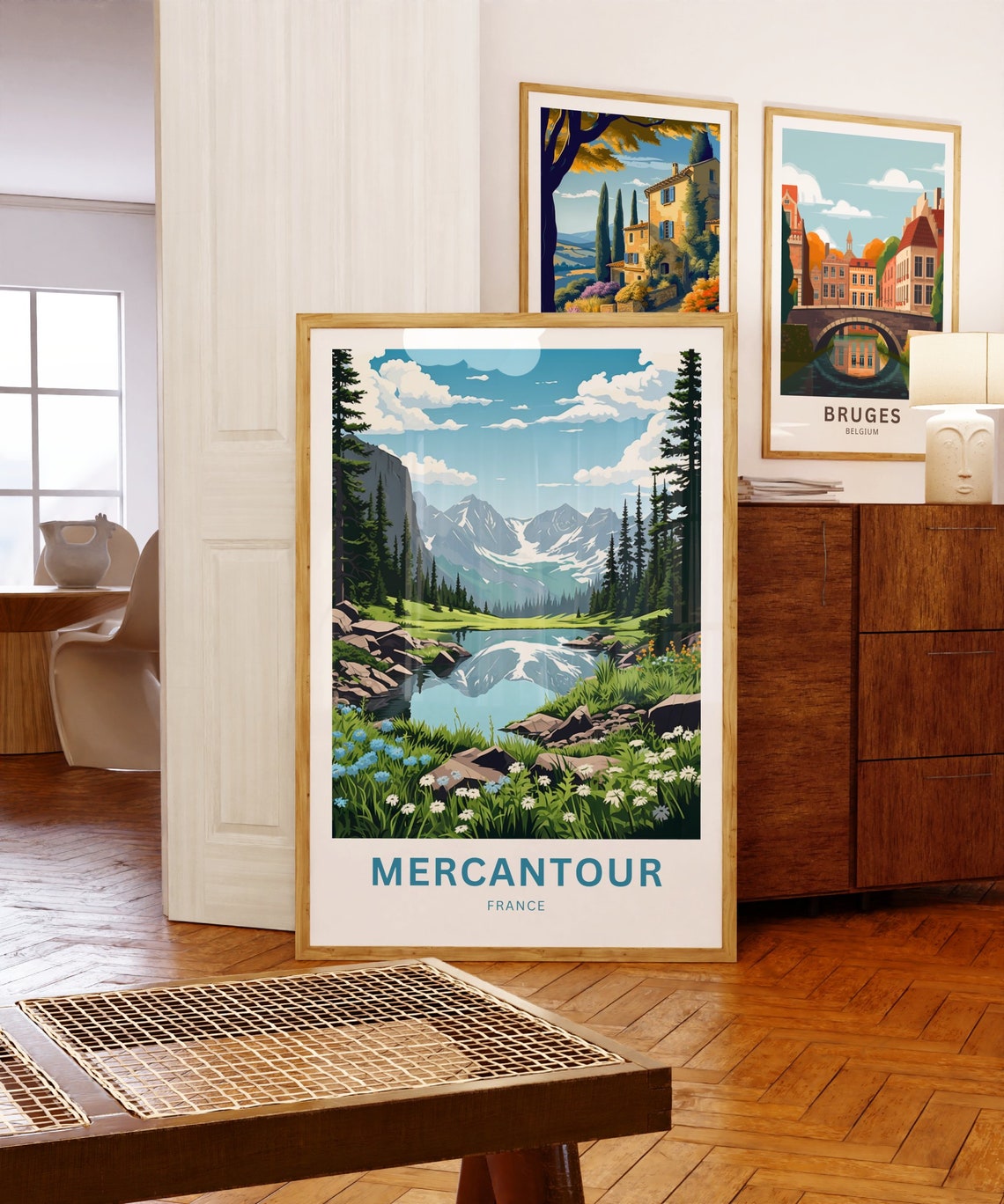 Mercantour France Mountain Lake Reflection Flower Travel Poster - Image 5