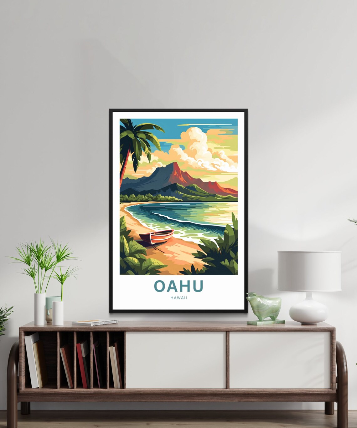 Oahu Hawaii Present Travel Poster - Image 3