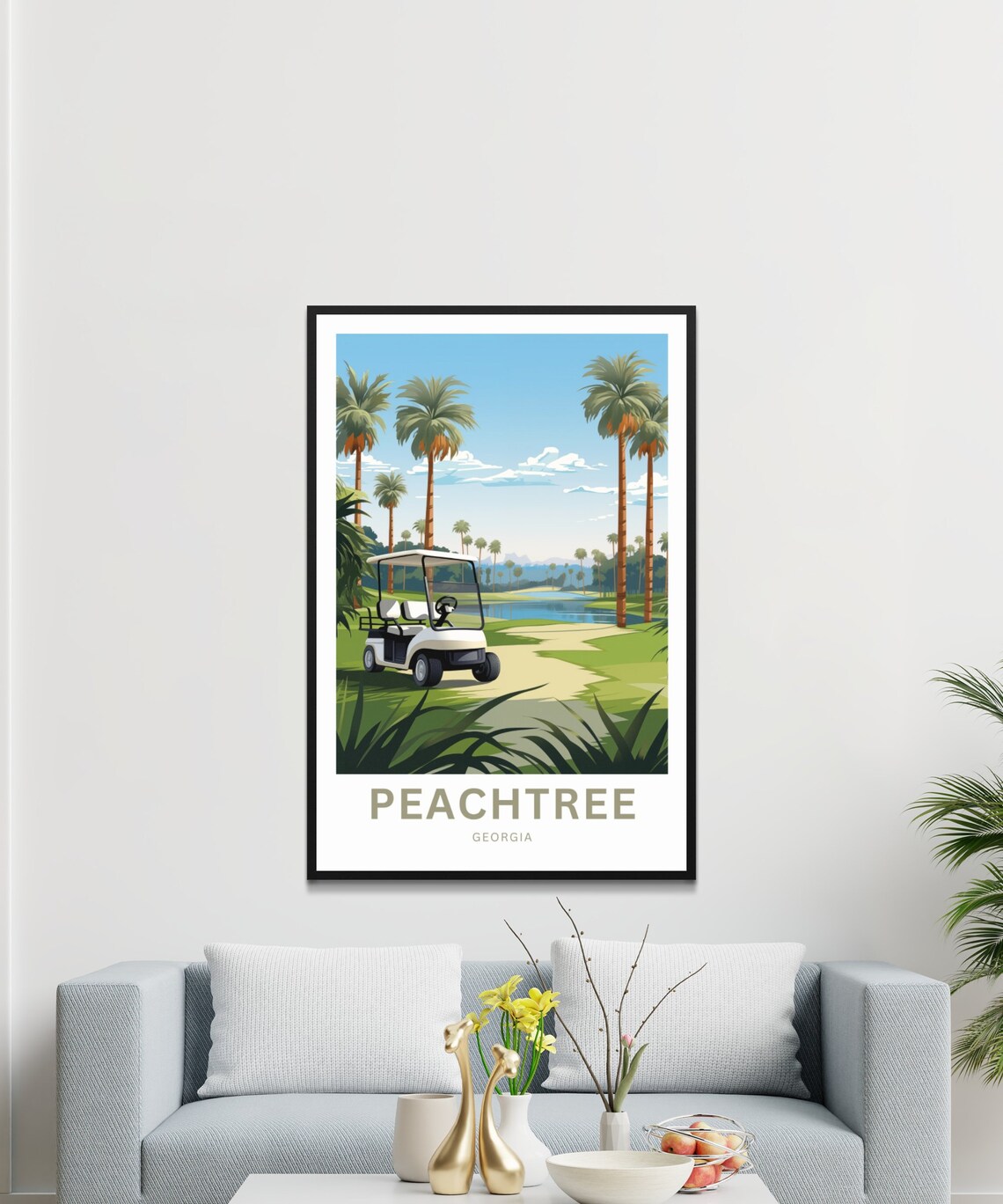 Peachtree Georgia Golf Course Cart Palm Lake Personalized Poster - Image 3