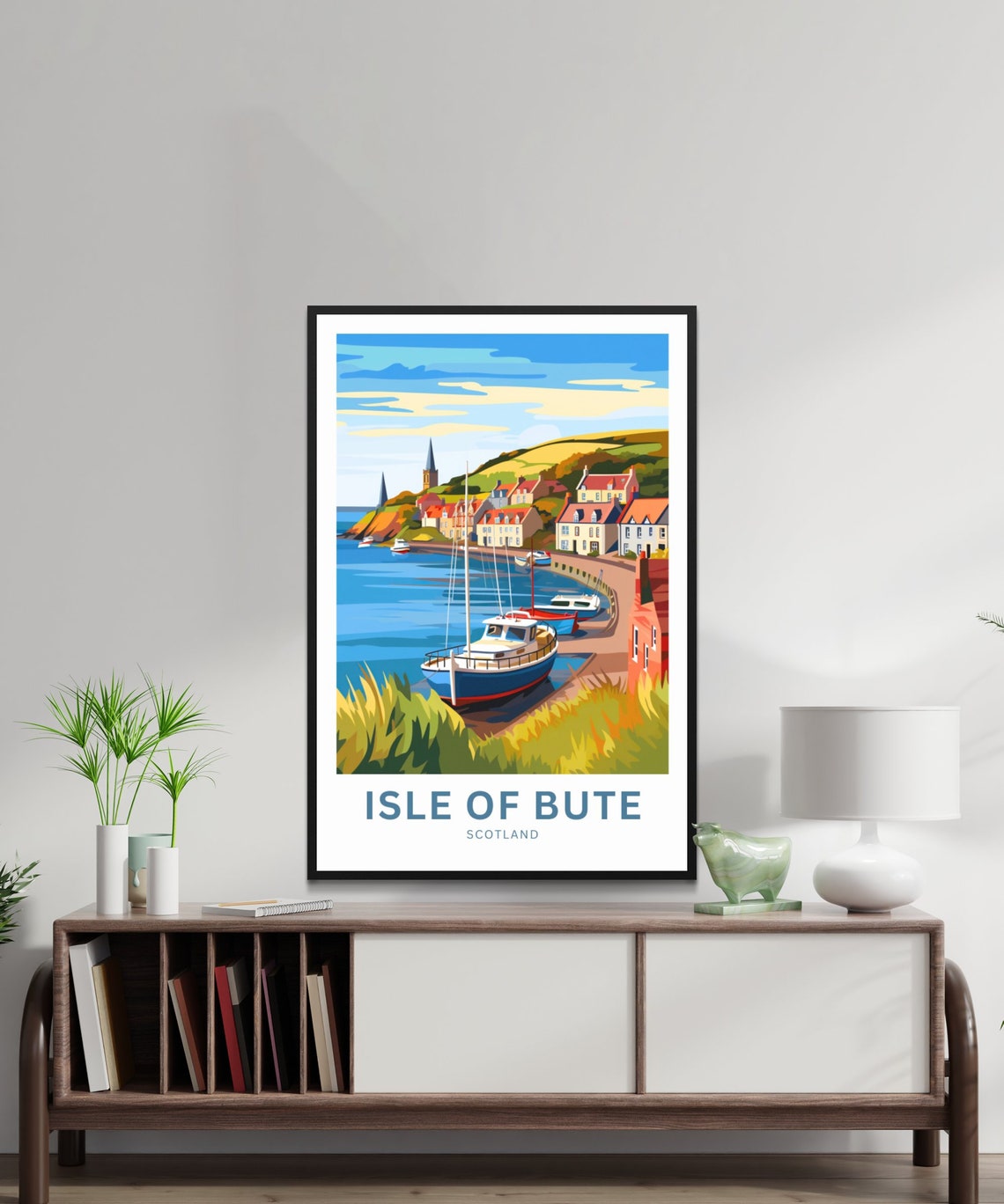 Isle Of Bute Scotland Harbor Boats Personalized Travel Poster - Image 2
