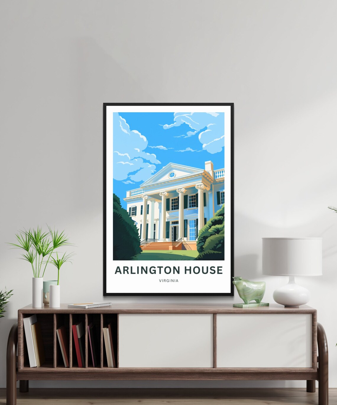 Arlington House Virginia White Columned Mansion Historic Travel Poster - Image 2