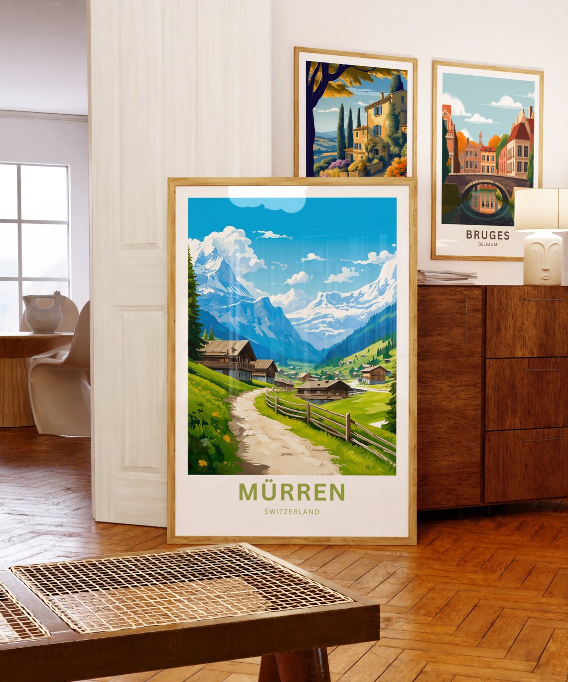 Murren Switzerland Alpine Village Chalets Personalized Travel Poster - Image 5