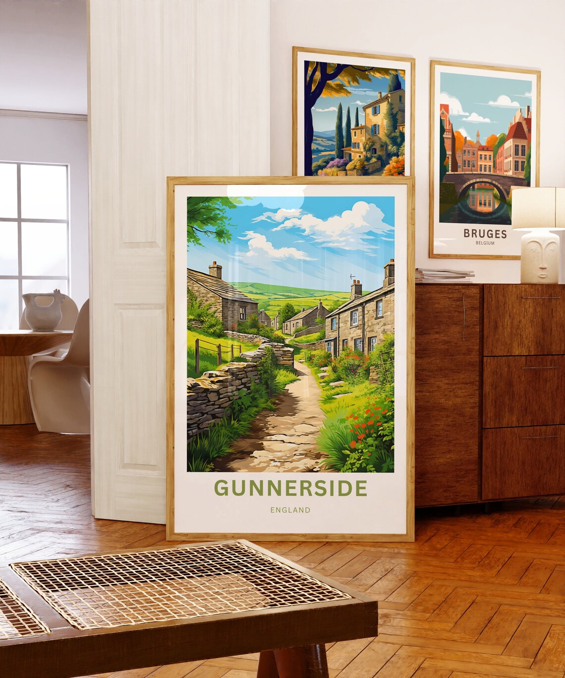 Gunnerside England Village Lane Stone Cottages Travel Poster - Image 5