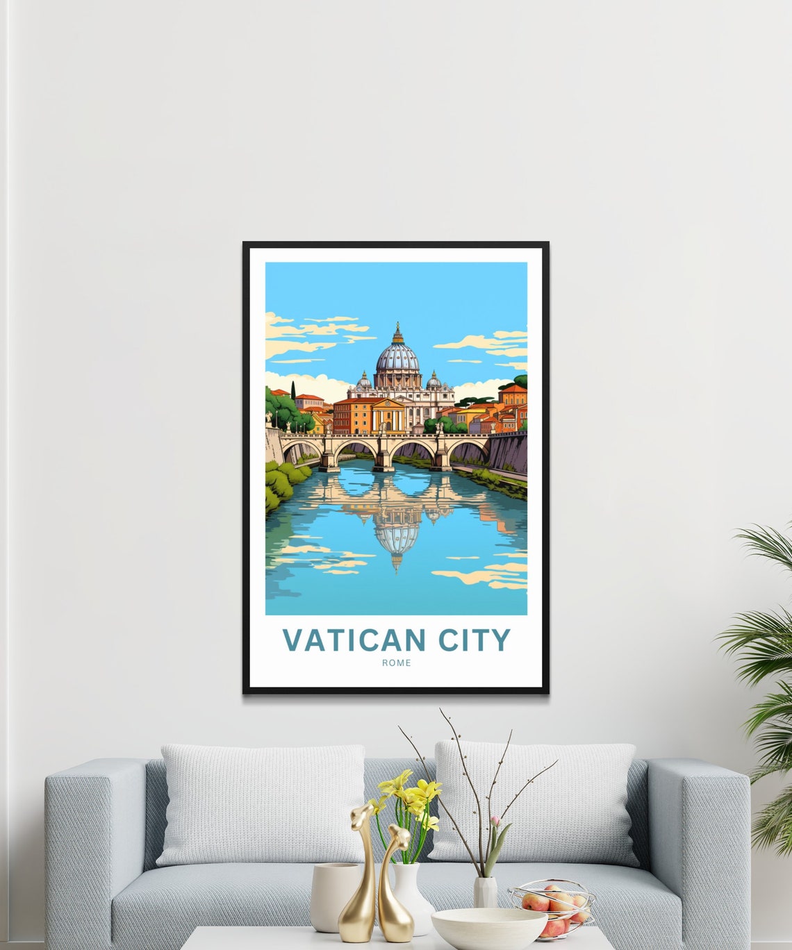 Vatican City Rome River Bridge Dome Personalized Travel Poster - Image 3