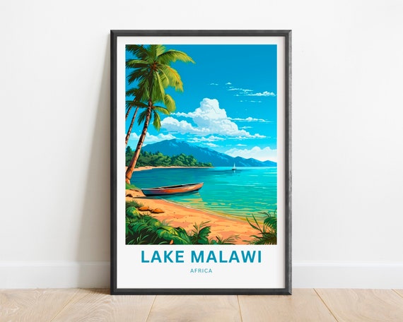 Lake Malawi Travel Print Lake Malawi Poster Africa Wall Art Framed Present Gift Africa Present